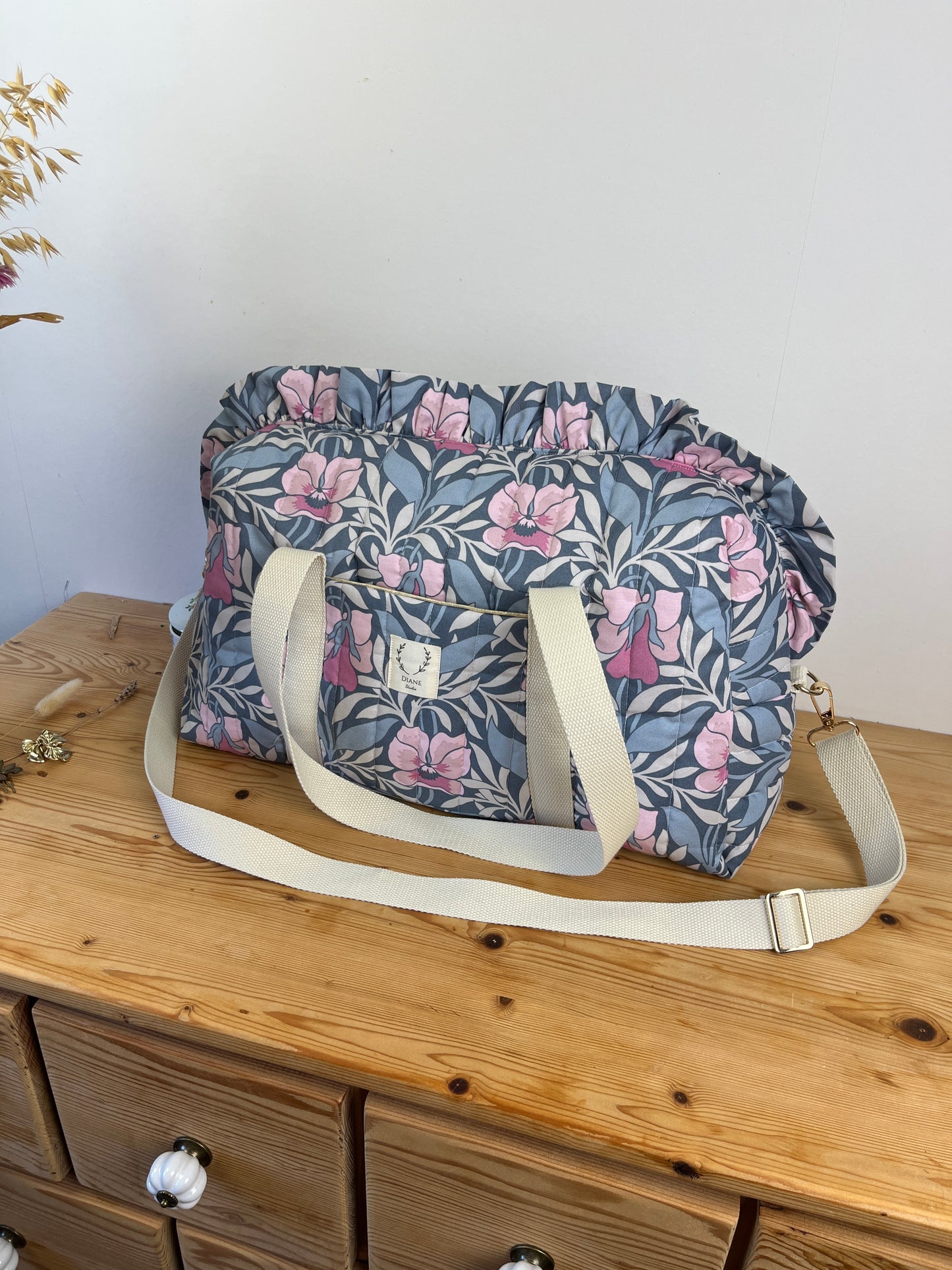 Ruffled bag and pouch set - made to order