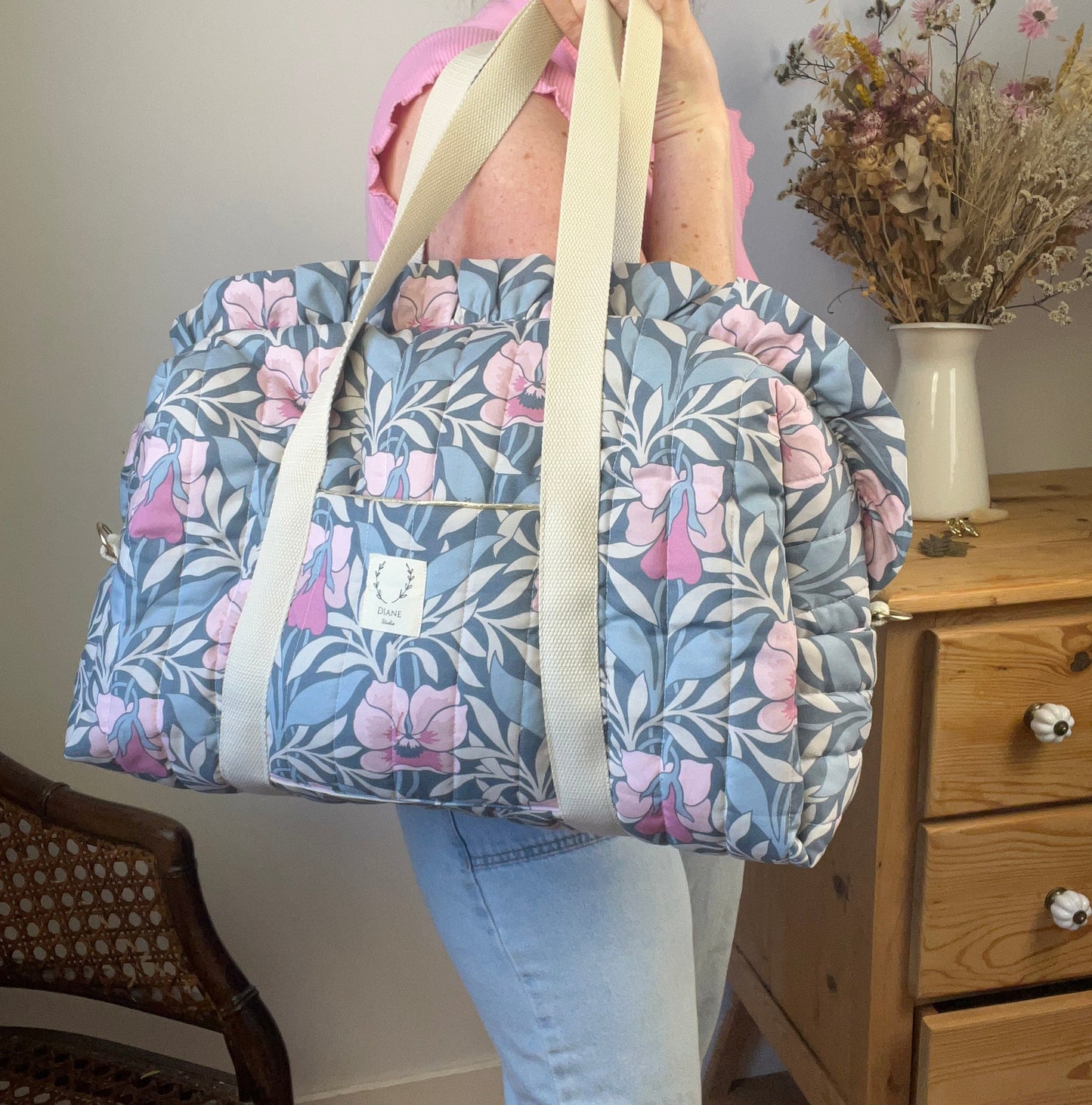 Ruffled bag and pouch set - made to order