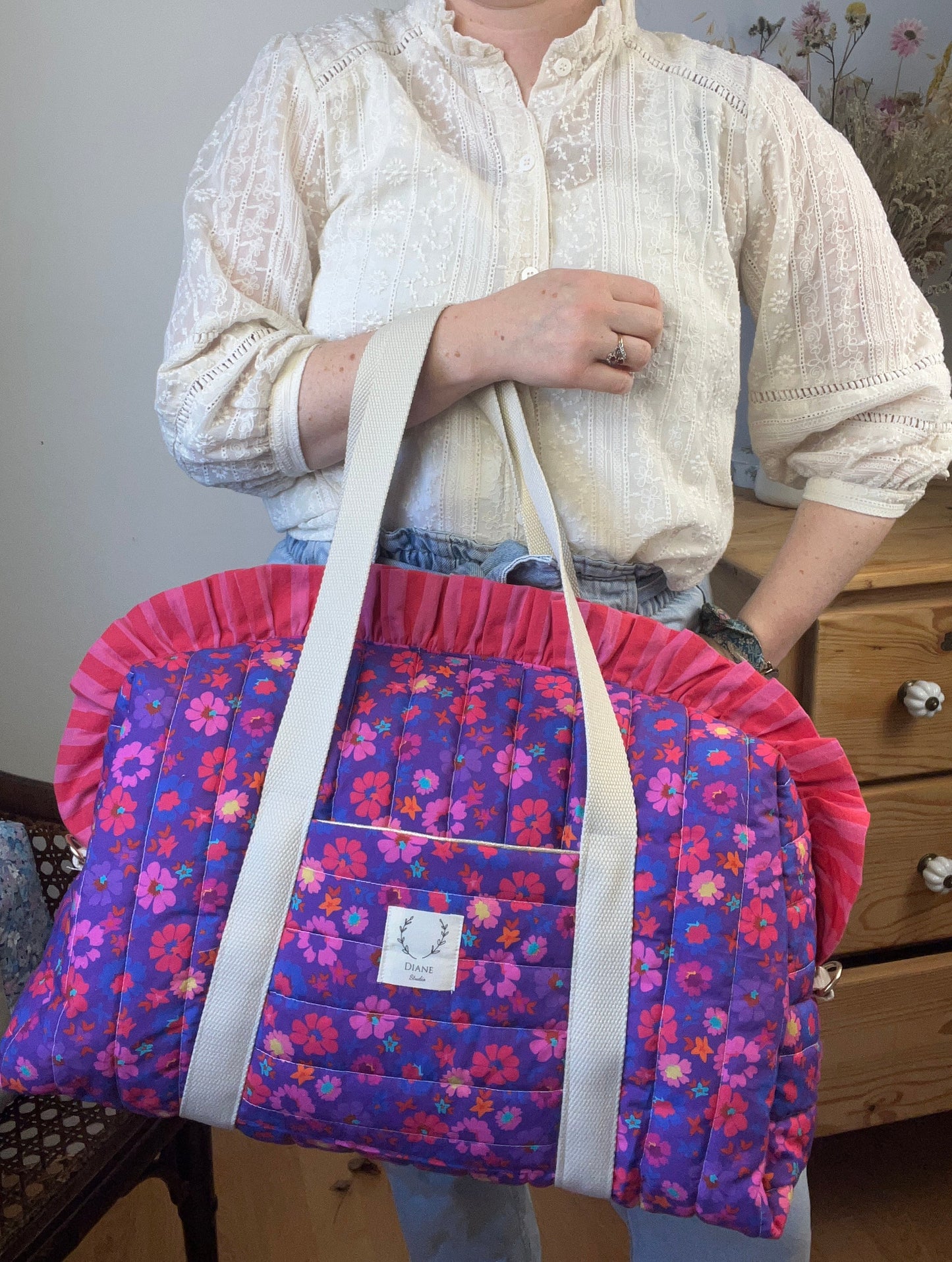 Ruffled bag and pouch set - made to order