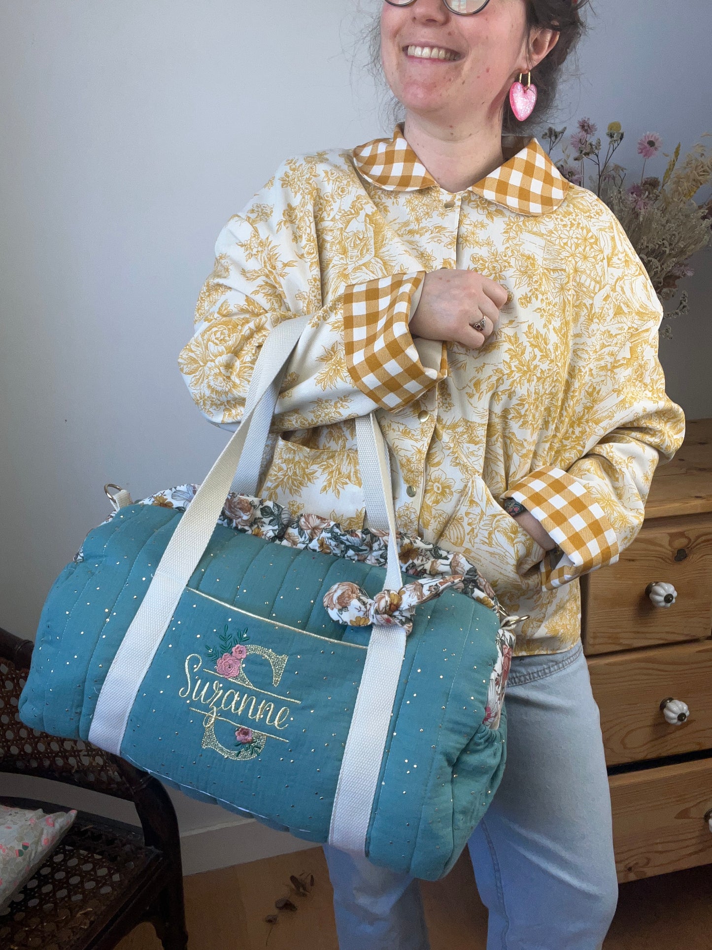 Louison the children's duffel bag with initial lace