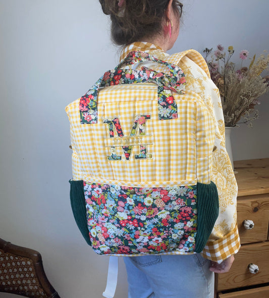Ensemble : sac à dos Angélique, pochette Jeanne et chouchou noeud