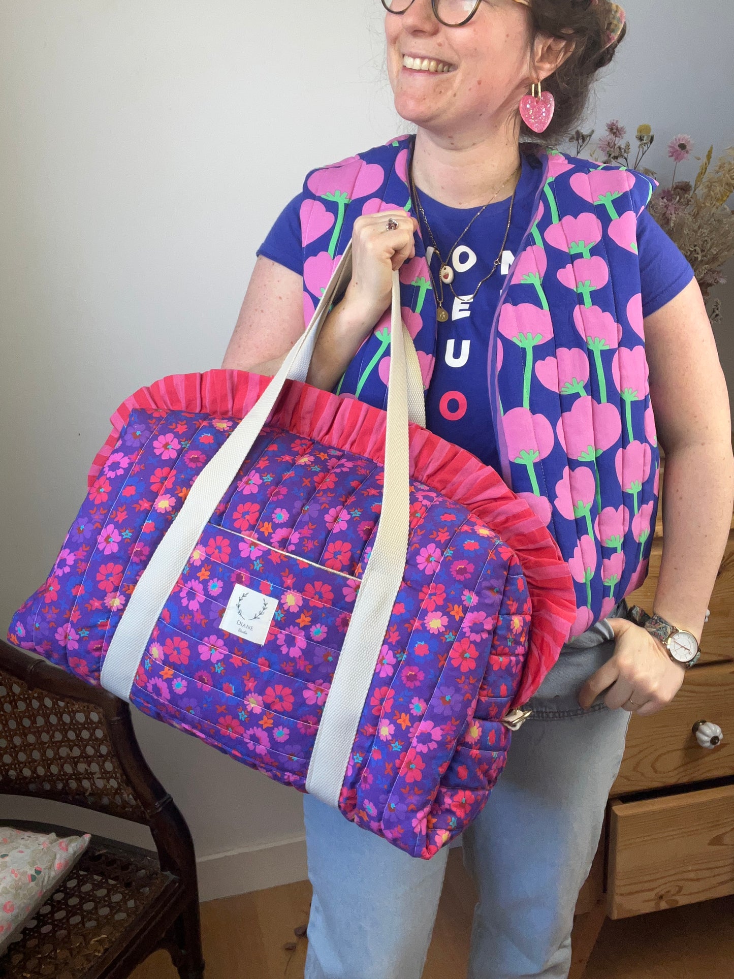 The 100% customizable ruffled diaper bag