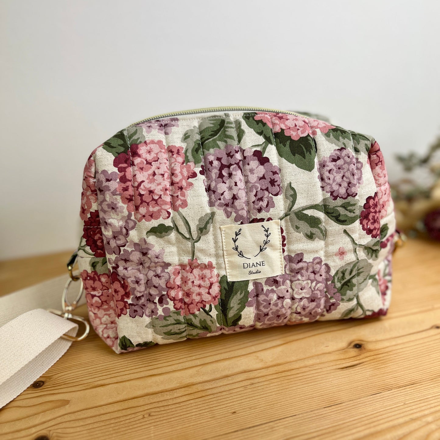 Colette le sac bandoulière hortensias roses -sur commande