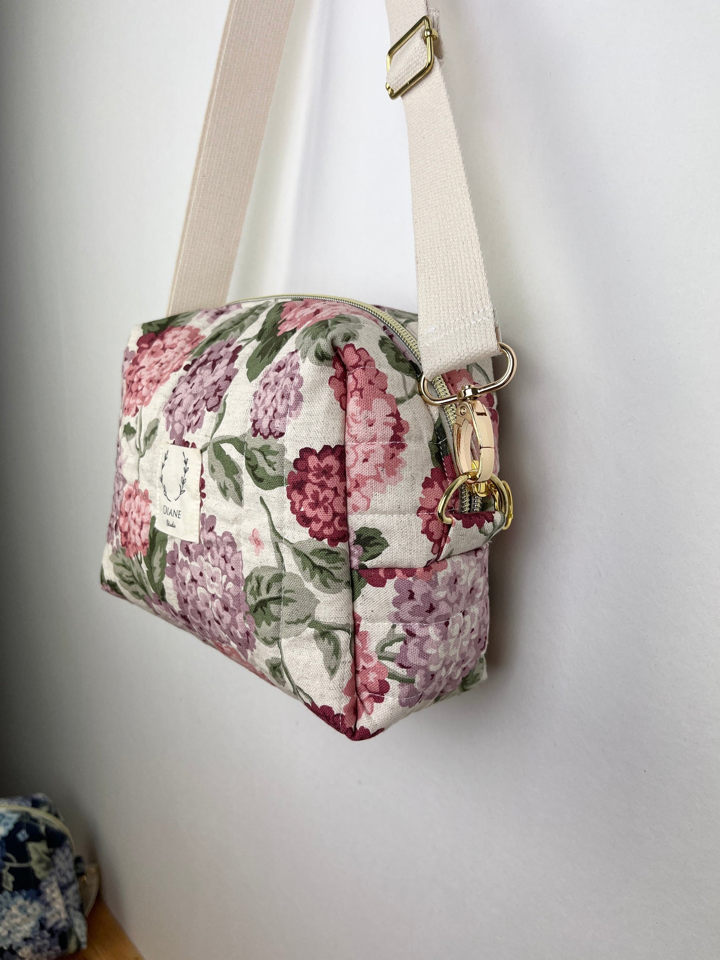 Colette le sac bandoulière hortensias roses -sur commande