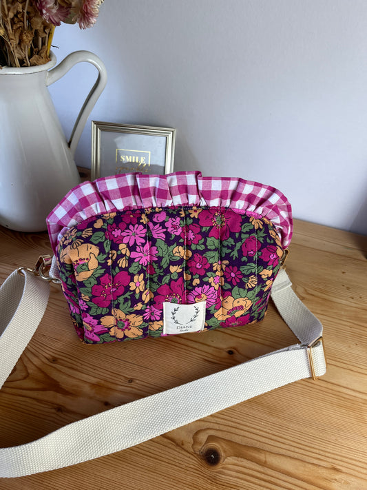 Colette sherpa shoulder bag in pink tulips - in stock