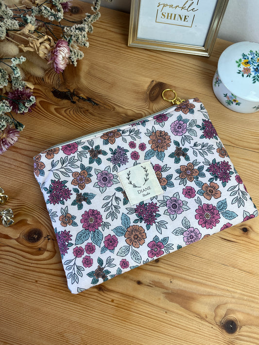 Pochette plate coton marion rose