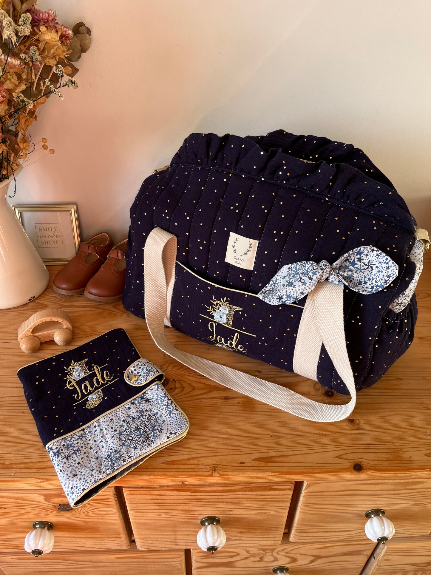 Set: duffel bag and notebook cover, 100% customizable