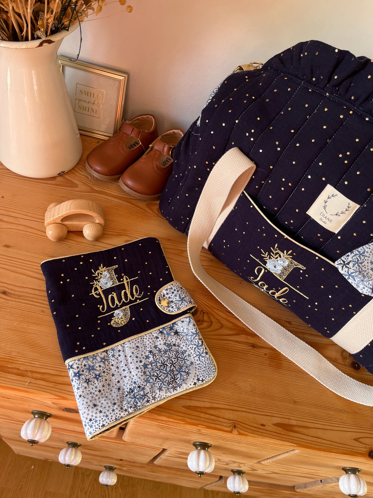 Set: duffel bag and notebook cover, 100% customizable