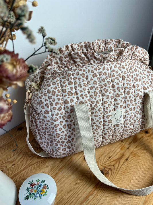 Sac Louison à volant  léopard beige