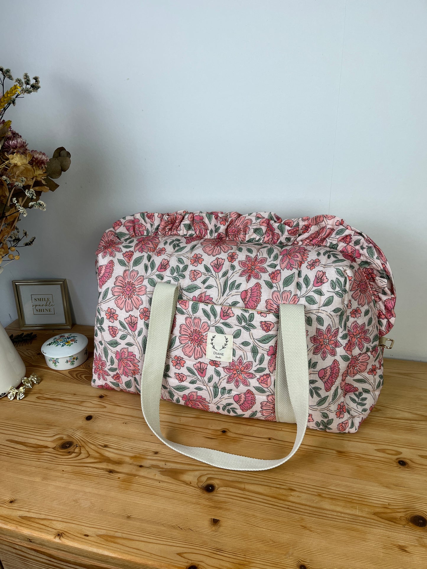 Ruffled bag and pouch set - made to order