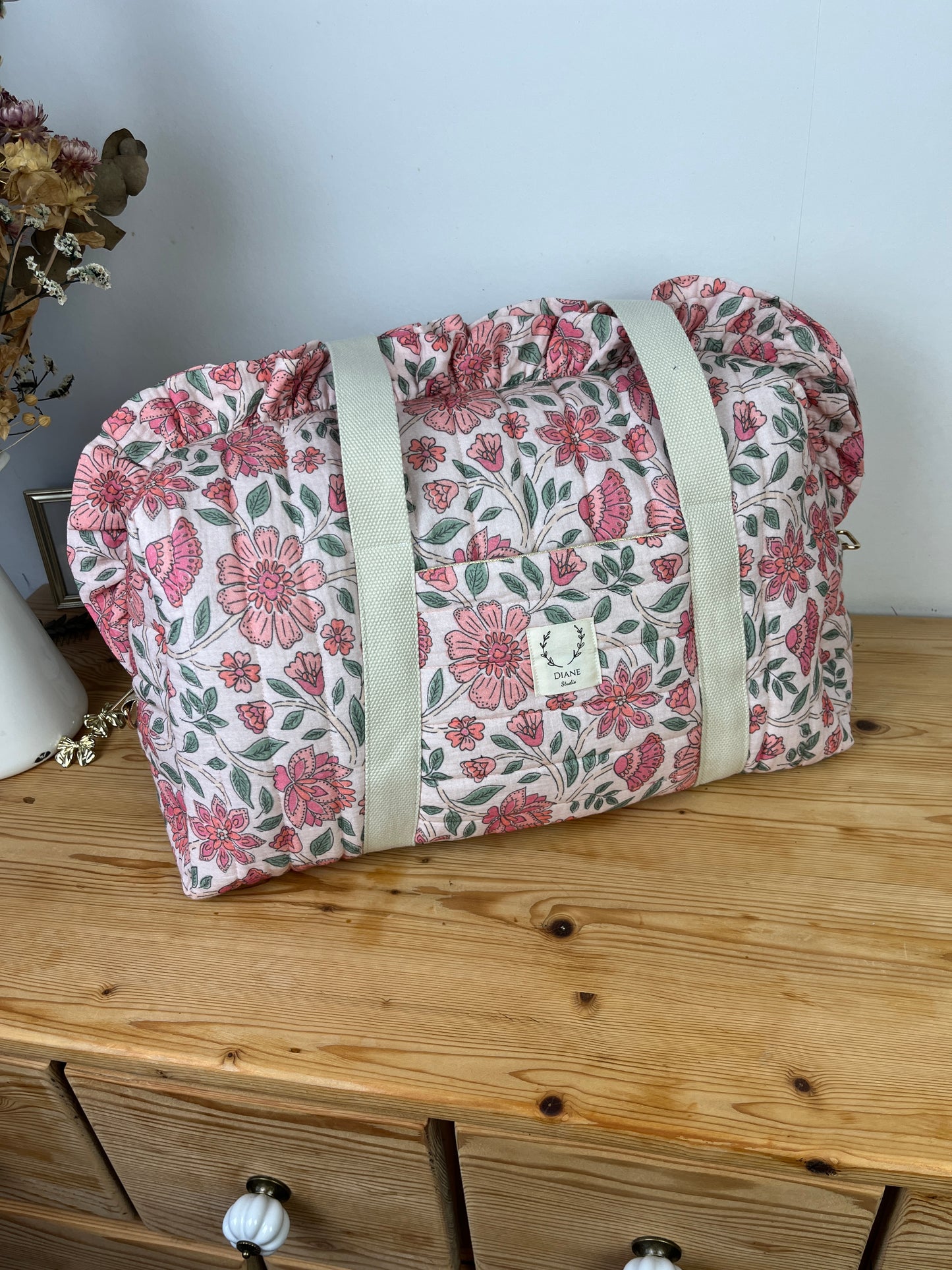 Ruffled bag and pouch set - made to order