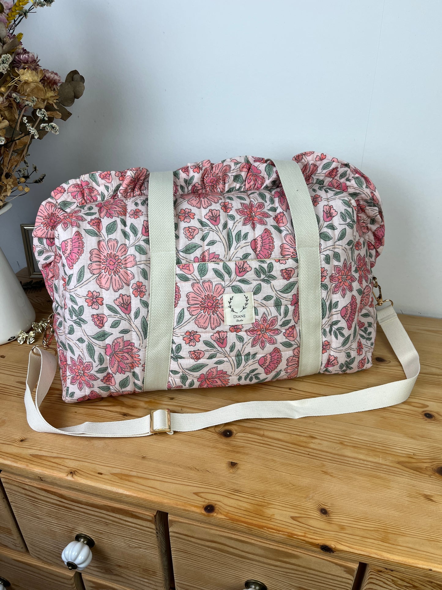 Ruffled bag and pouch set - made to order