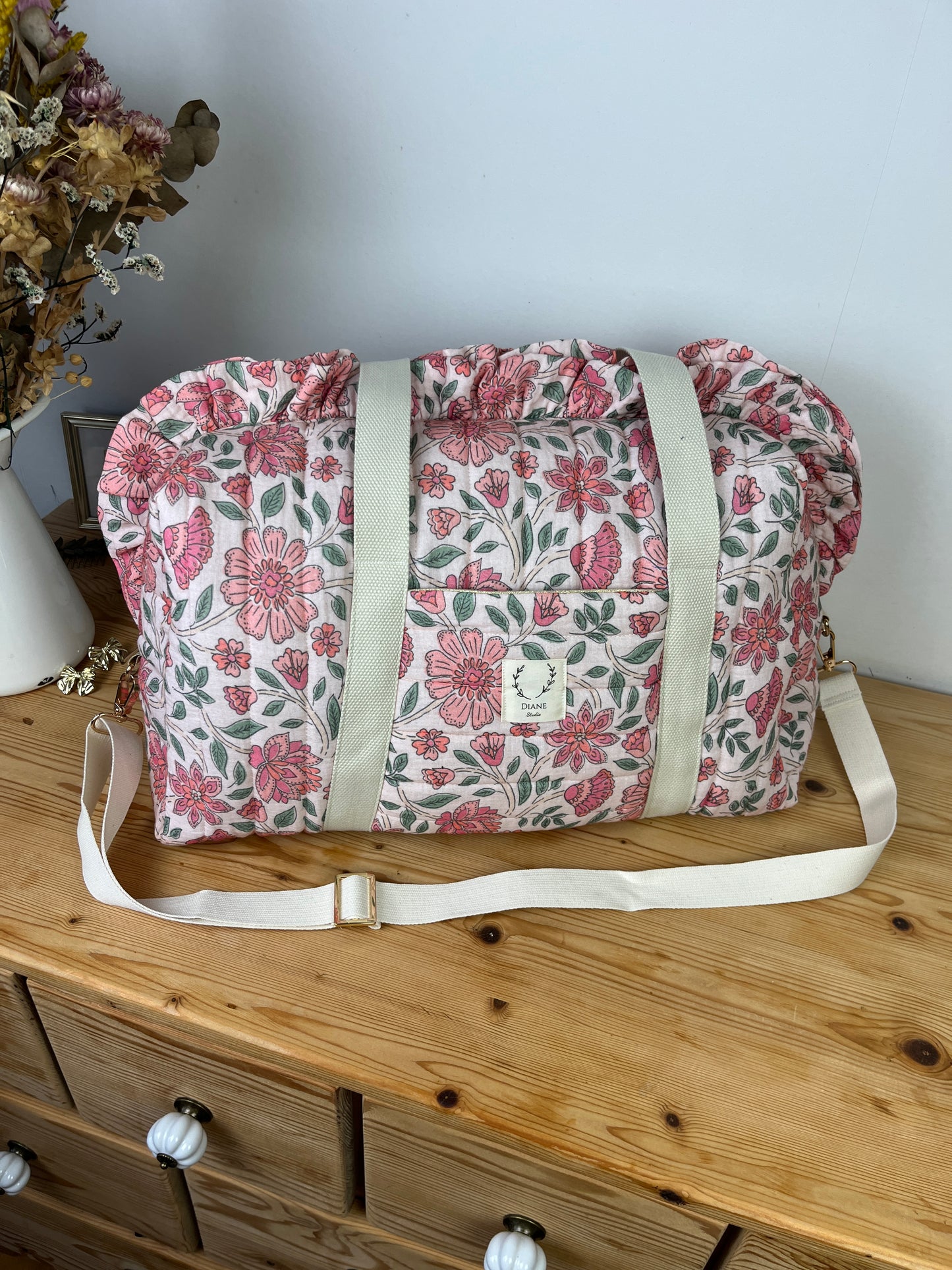 Ruffled bag and pouch set - made to order
