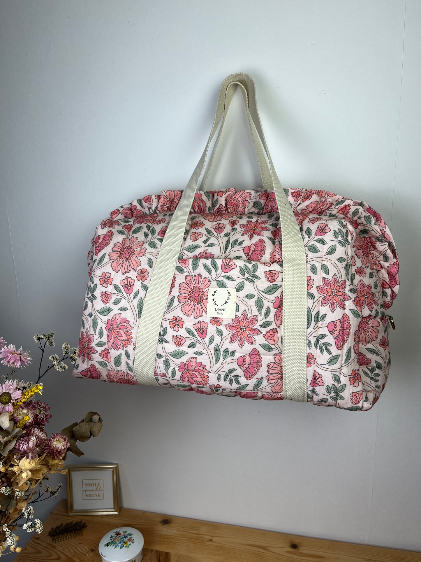 Ruffled bag and pouch set - made to order