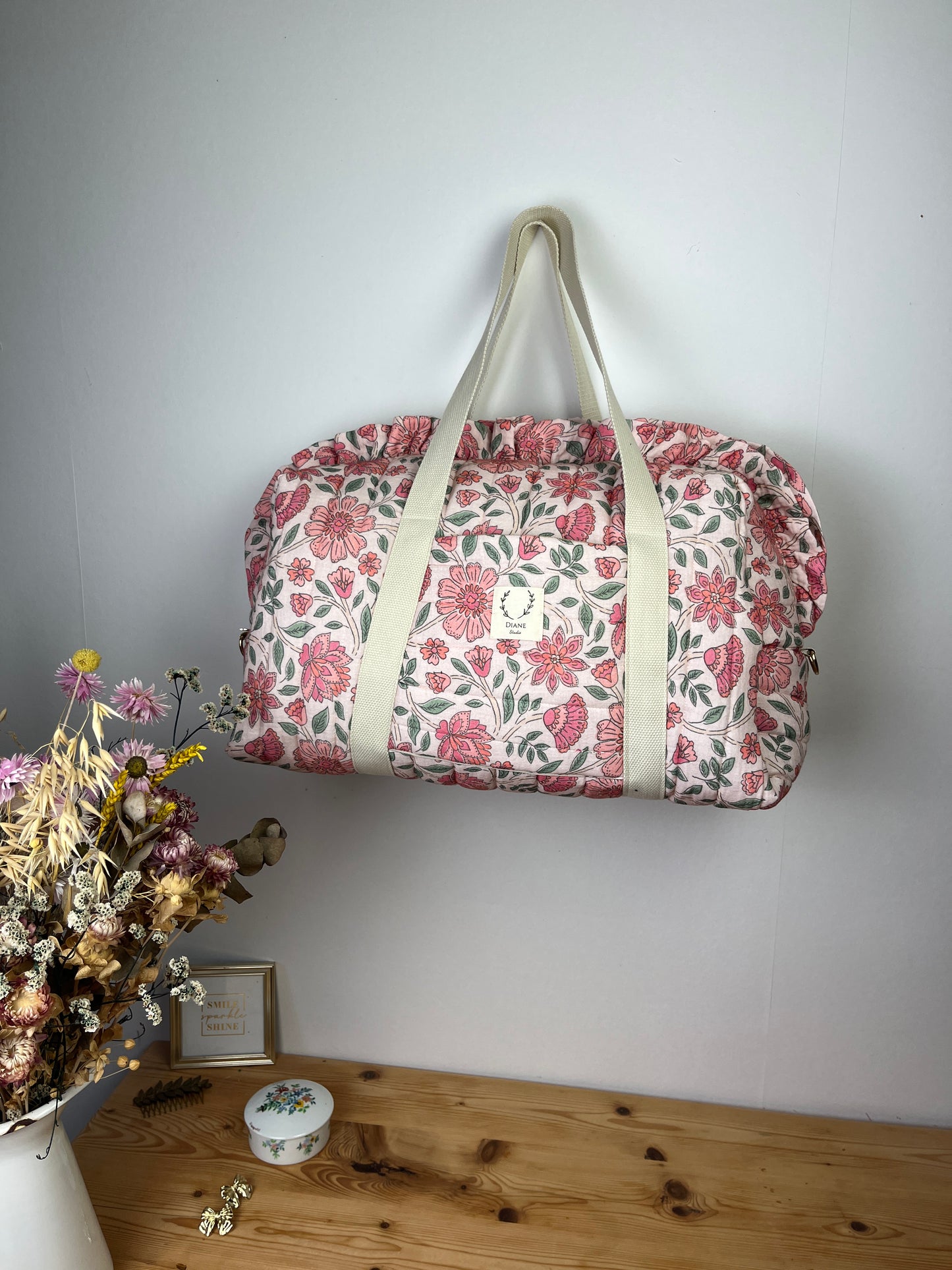 Ruffled bag and pouch set - made to order