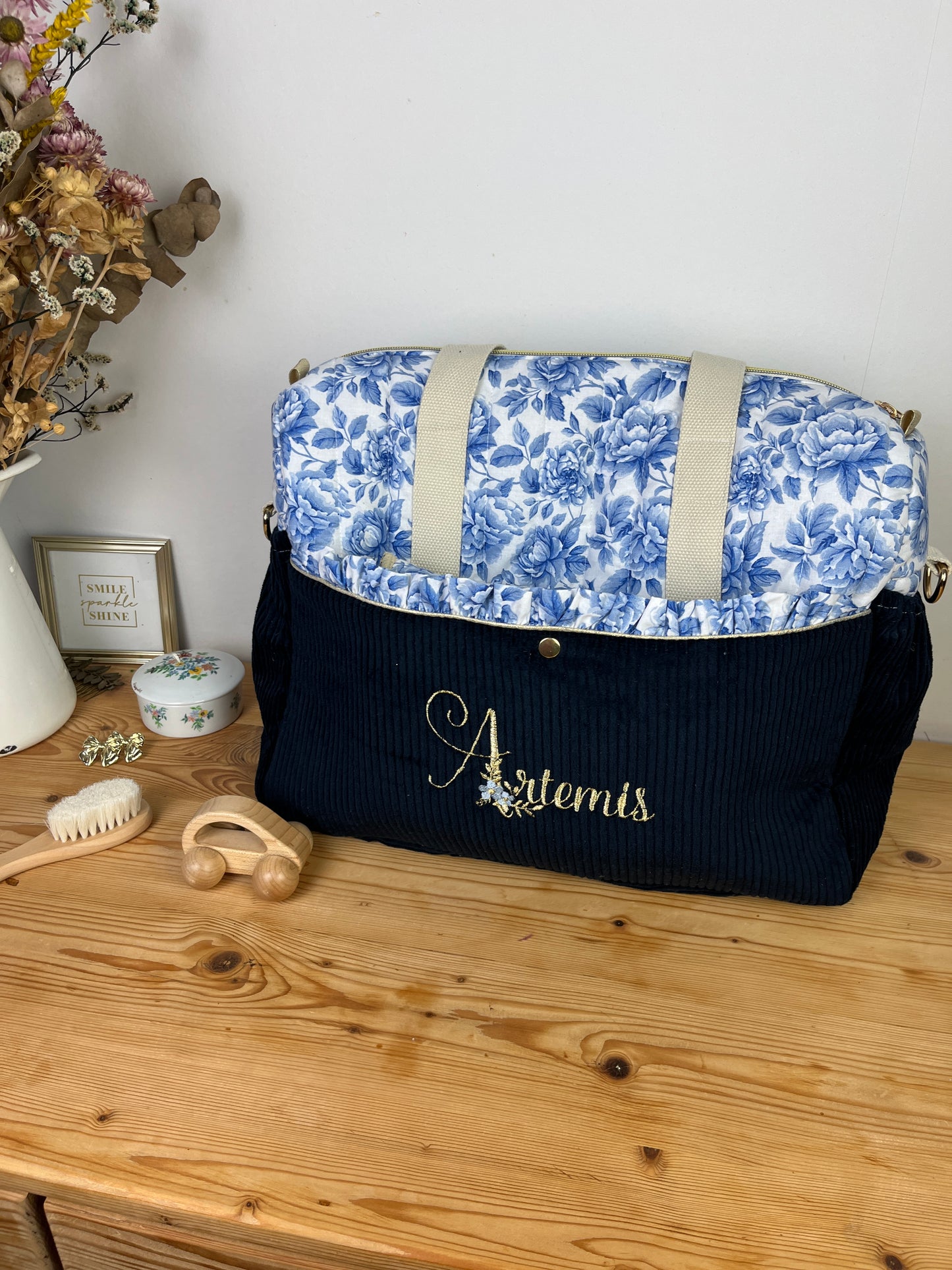 Love the 100% customizable embroidered diaper bag