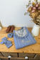 Ensemble : sac Eglantine initiale fleurie, bandeau et chouchou