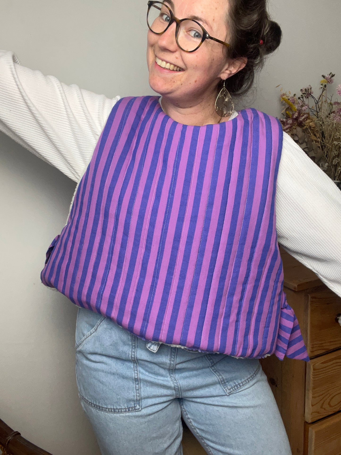 Le pull Joséphine sherpa tulipes mauve