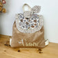 The Eglantine camel velvet backpack and Marion