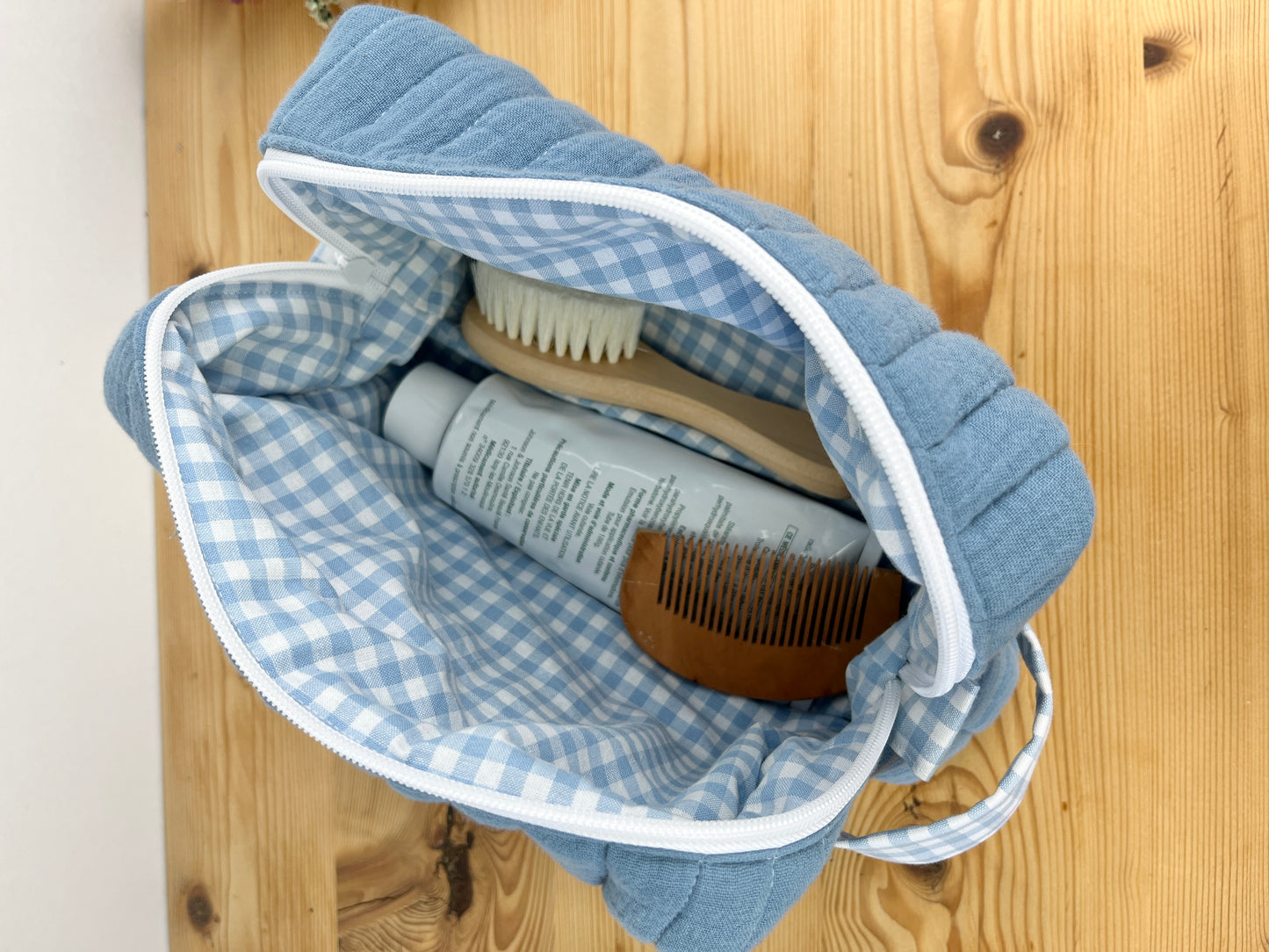 Colette sky blue gauze toiletry bag