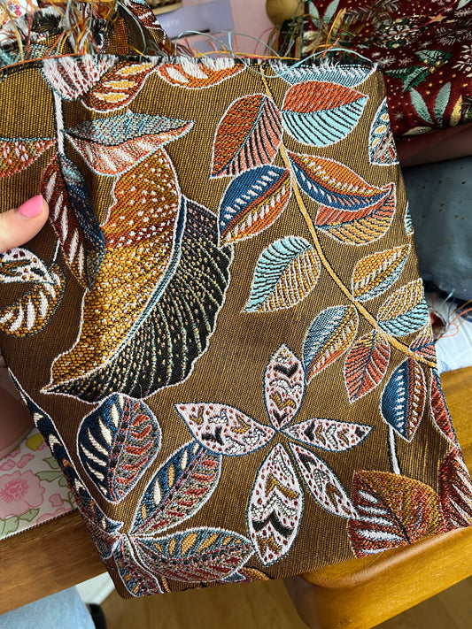 Coupon 95x55cm cm Jacquard feuilles