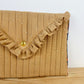 Charlotte camel and gold clutch with Liberty of London