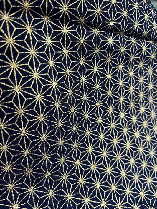 Coupon de 1mx65cm étoiles dorées fond marine