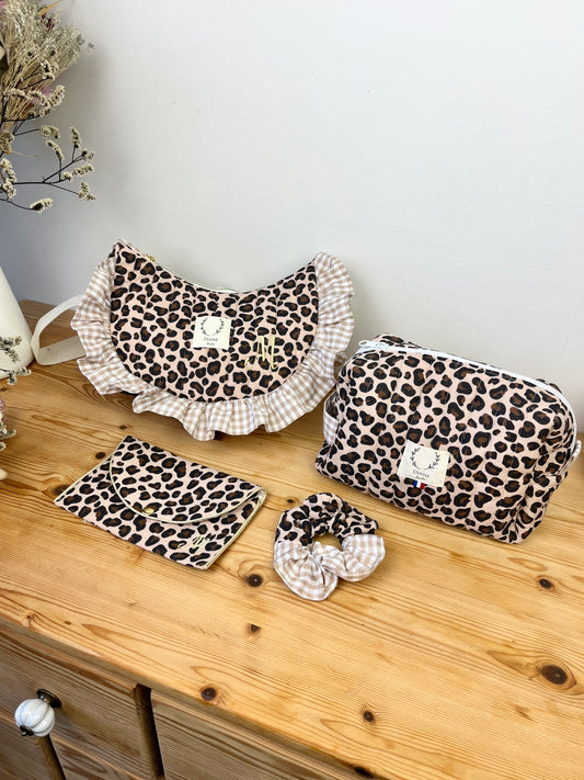 Ensemble : sac Milan, trousse de toilette, chouchou et porte monnaie