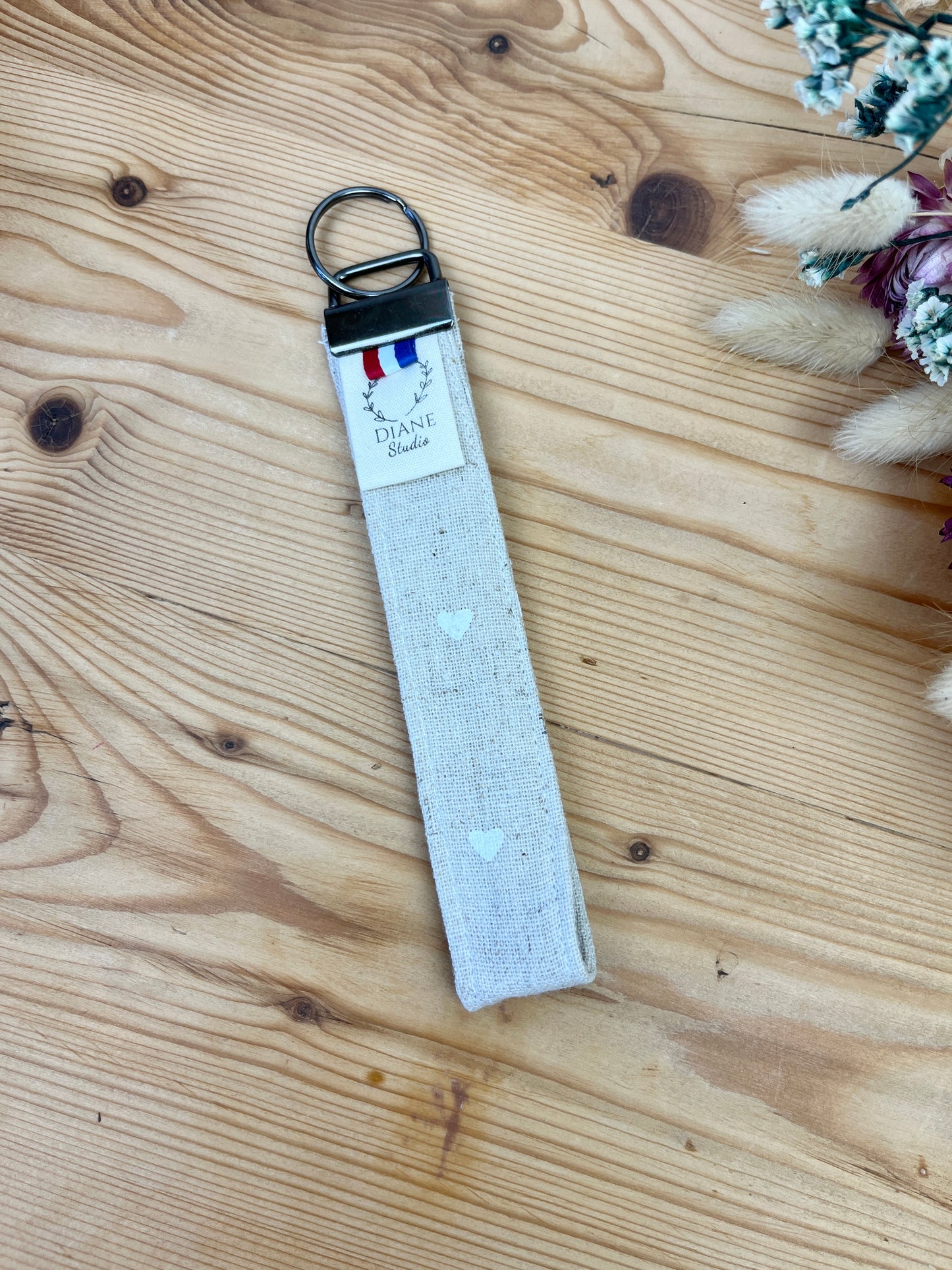 Linen heart keychain