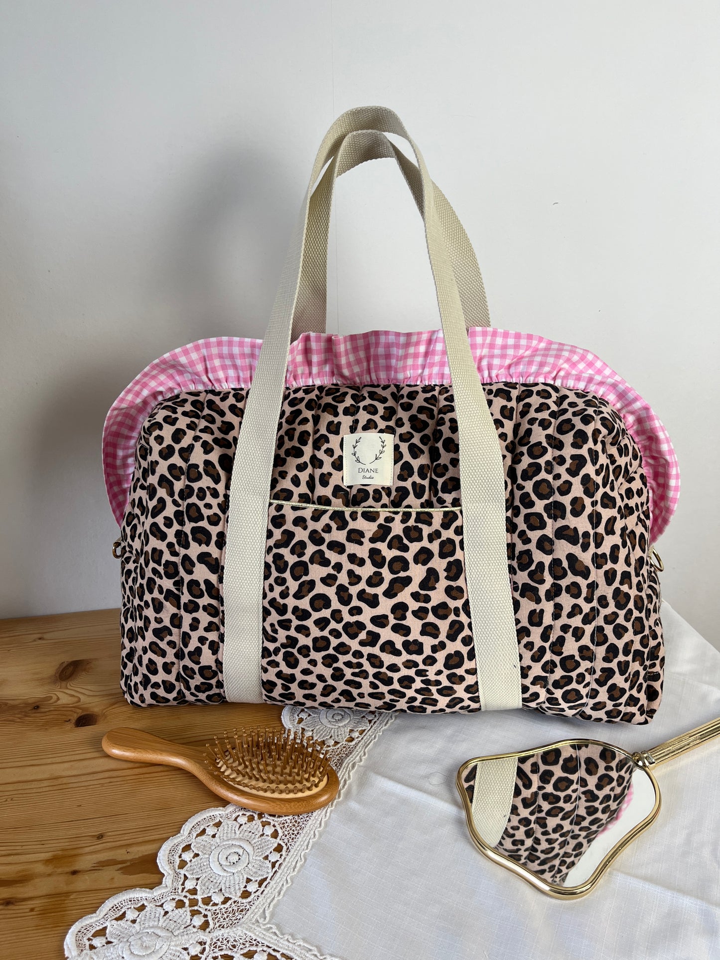 Ruffled bag and pouch set - made to order