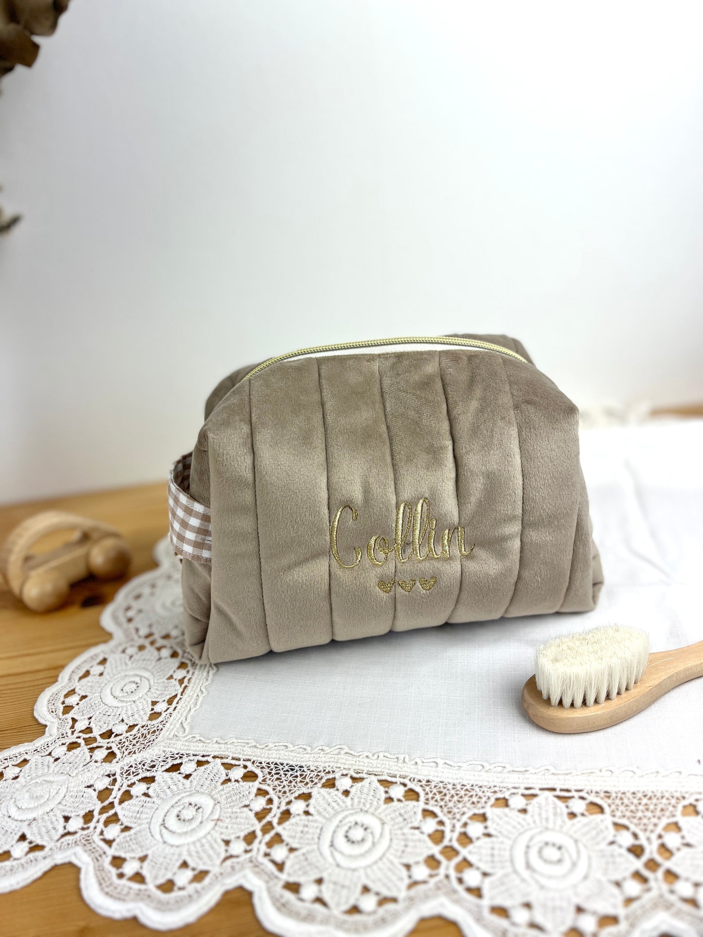 NOUVEAU Ensemble : Trousse de toilette et protège carnet de santé personnalisable
