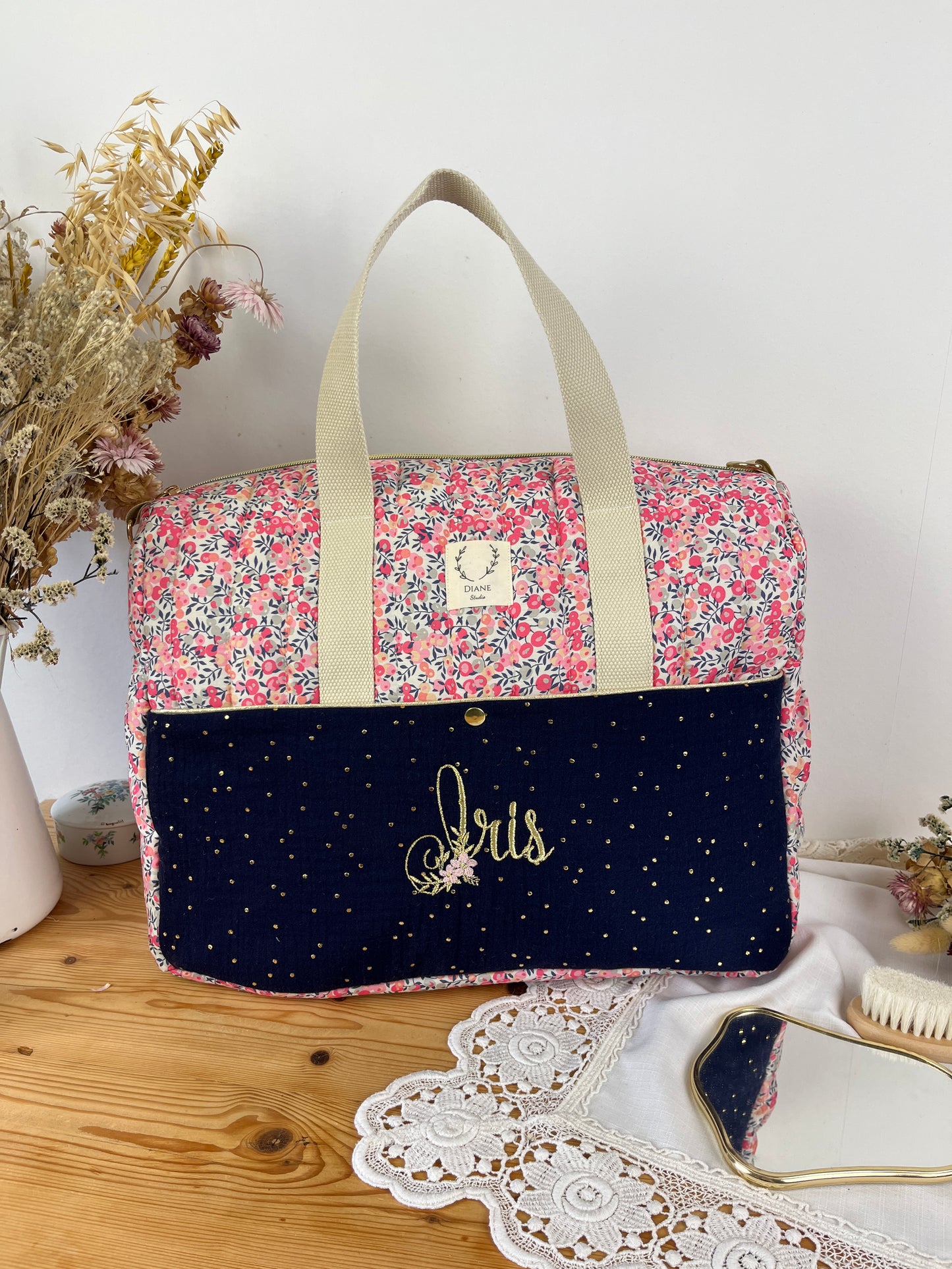 Love the 100% customizable embroidered diaper bag