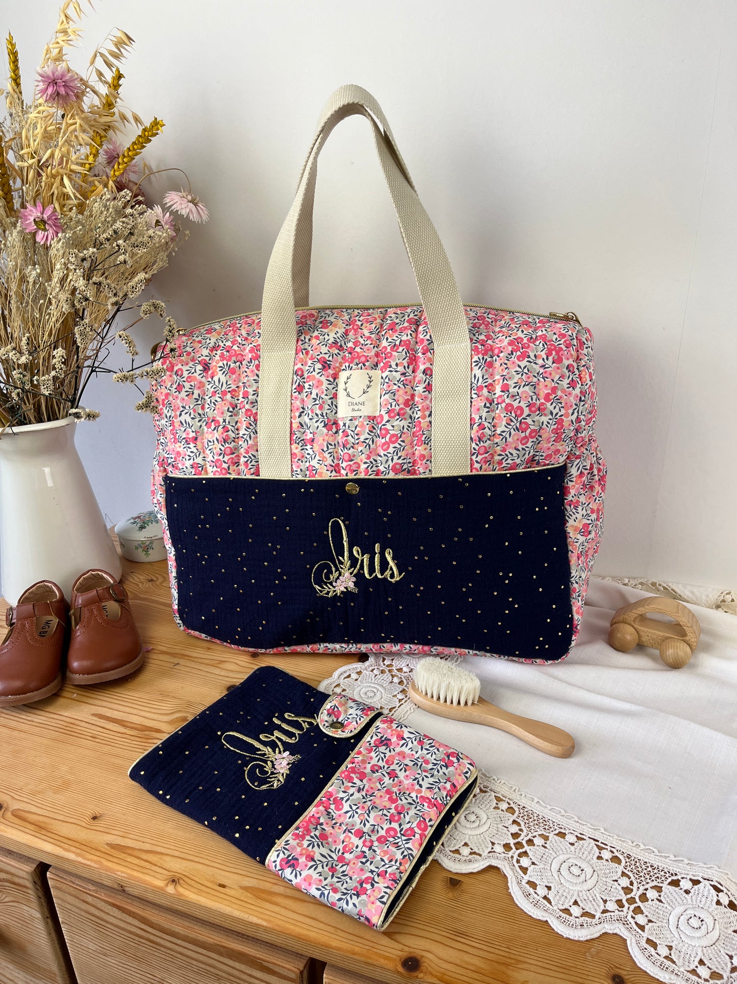 Love the 100% customizable embroidered diaper bag