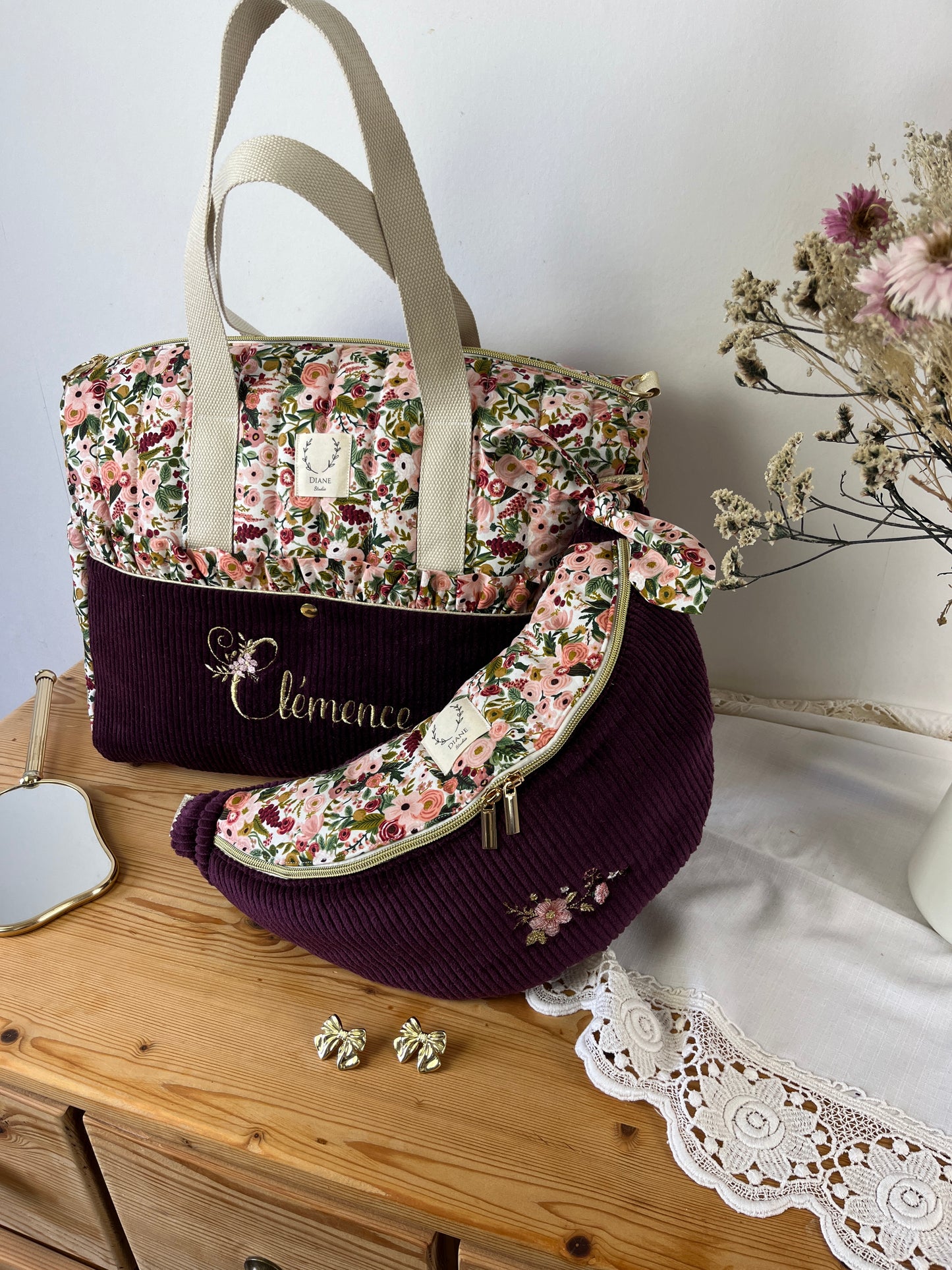 Eglantine set: diaper bag, notebook cover and backpack 