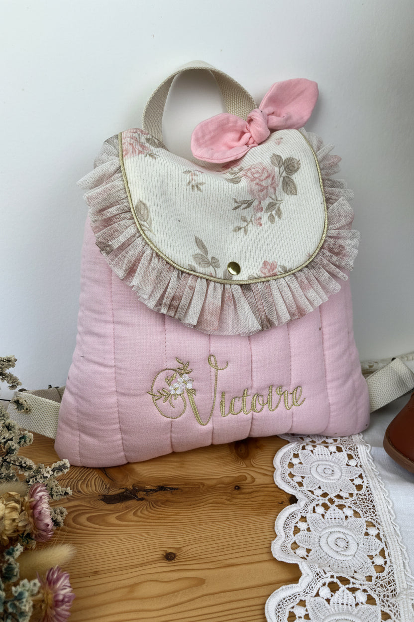 The Eglantine jacquard pink glitter backpack