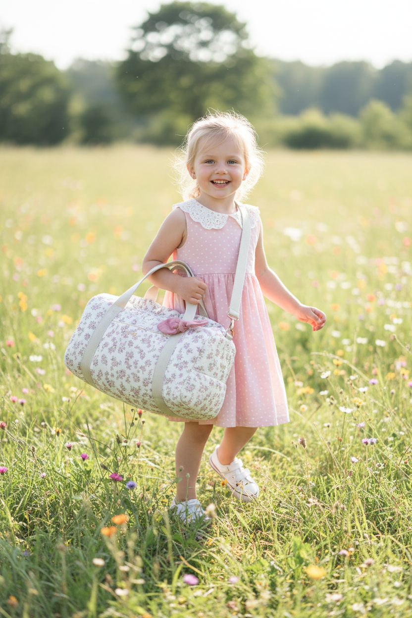 Louison the children's duffel bag with initial lace