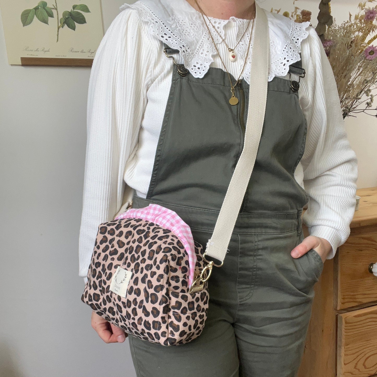 Colette sherpa shoulder bag in purple tulips - made to order