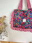 The small ruffled tote bag is 100% customizable.