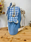 The Ombeline children's backpack in quilted gauze and sky blue gingham