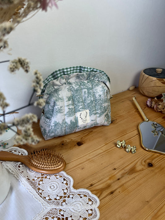 Colette double volant vichy et jouy vert