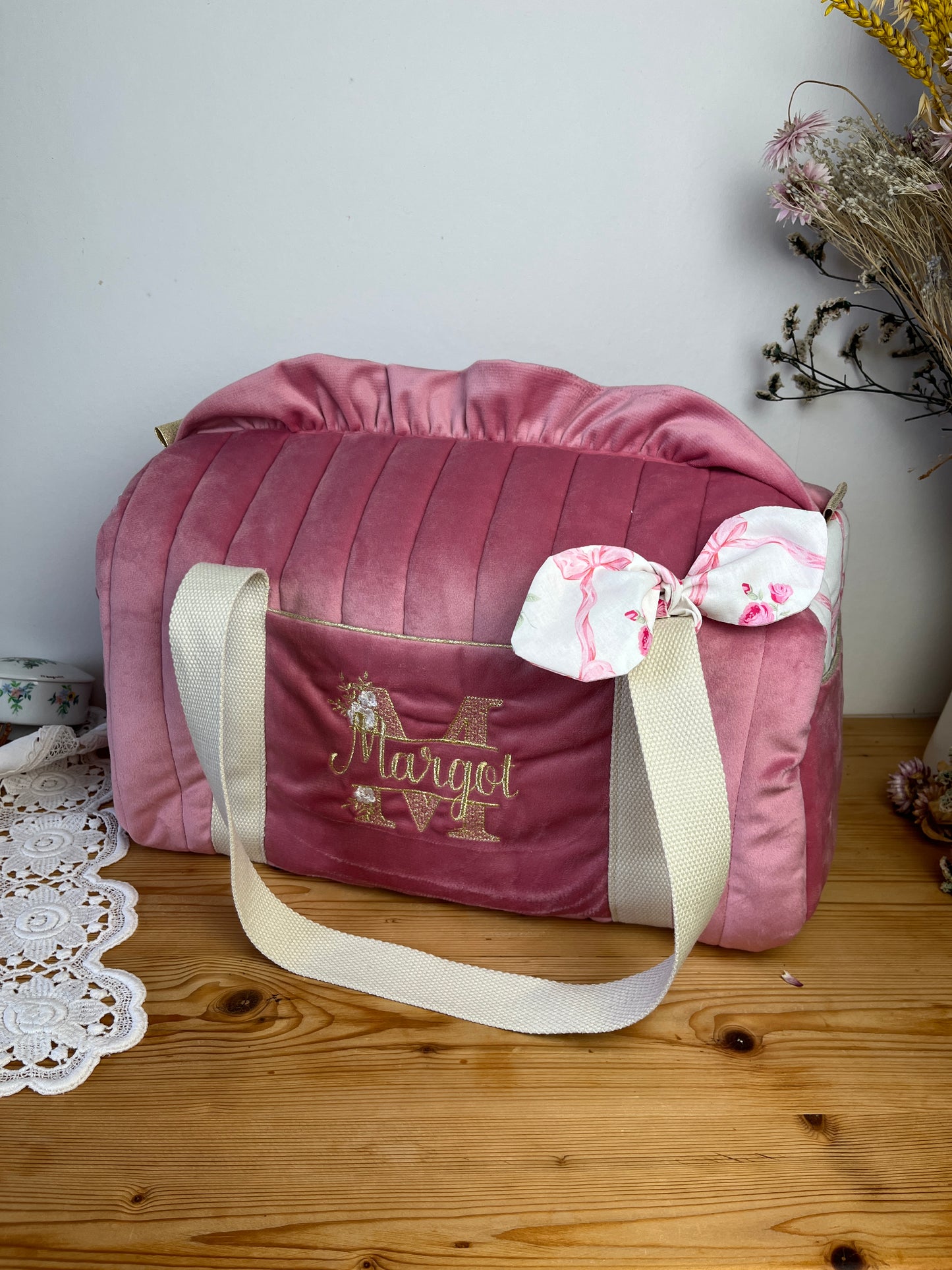 Sac Louison initiale dentelle tissus au choix