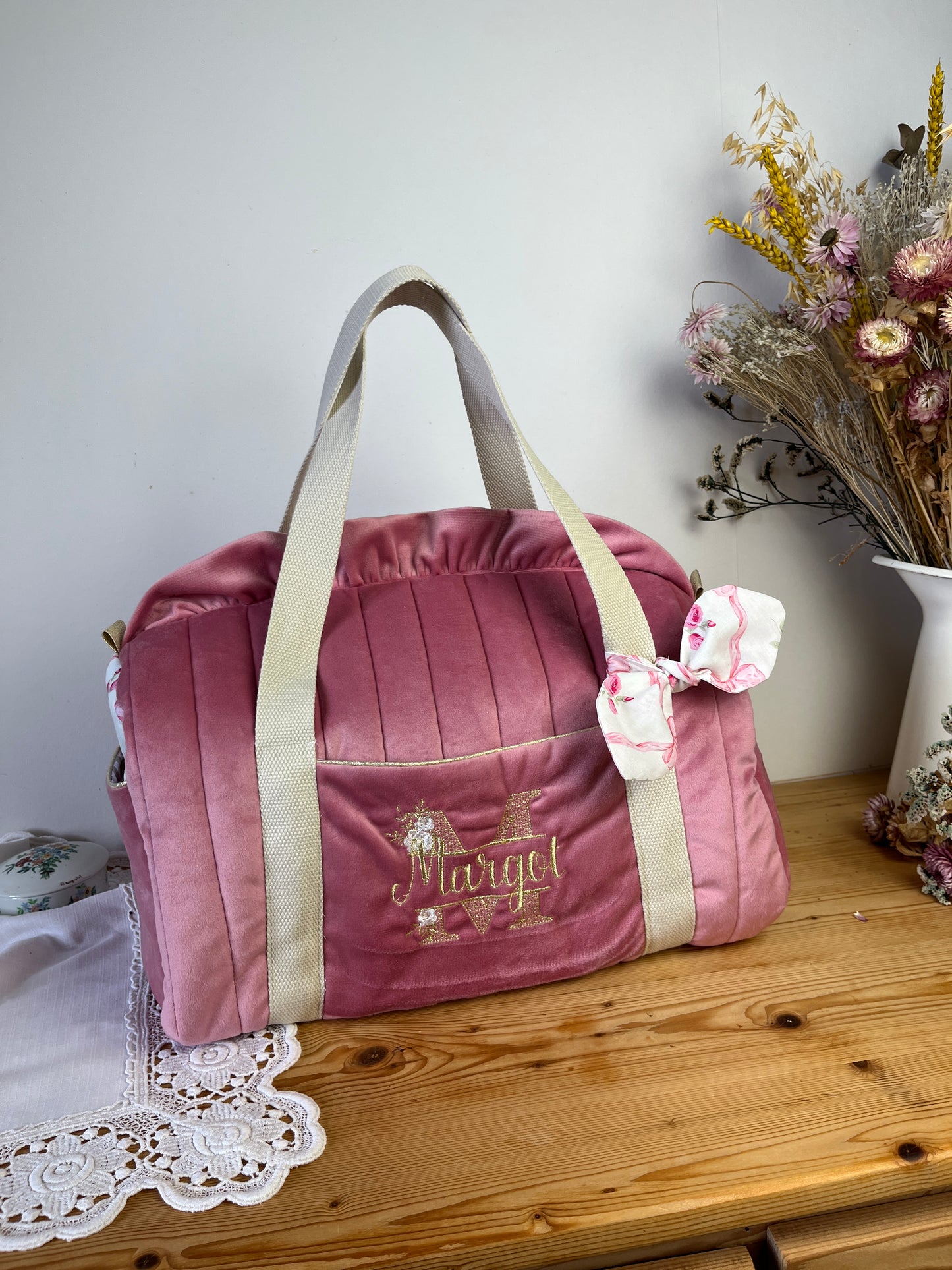 Sac Louison initiale dentelle tissus au choix