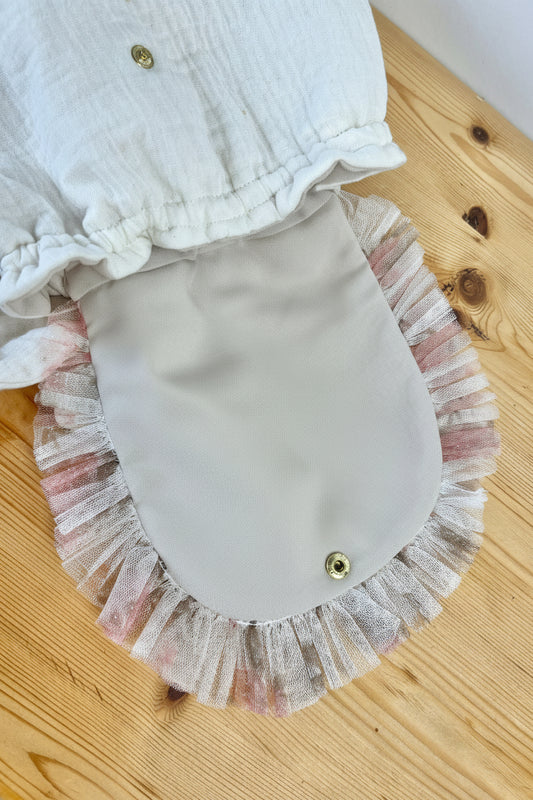 Le sac à dos Églantine jacquard roses pailleté gaze crème
