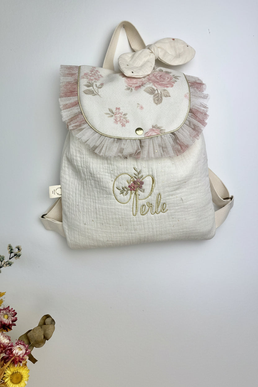 The Eglantine jacquard pink glitter backpack