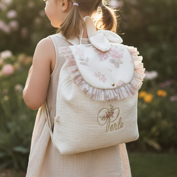 The Eglantine jacquard pink glitter backpack