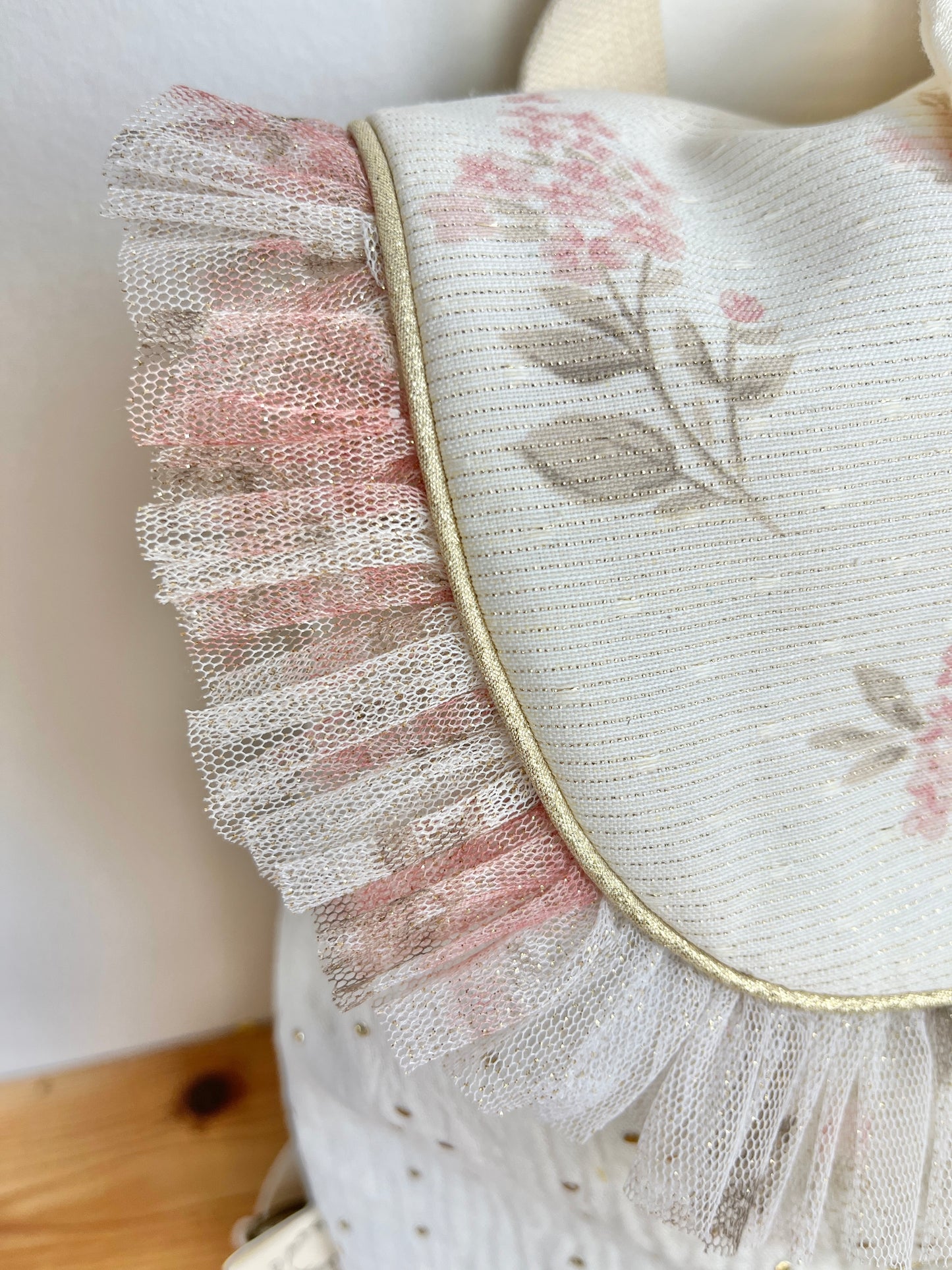 The Eglantine jacquard pink glitter backpack