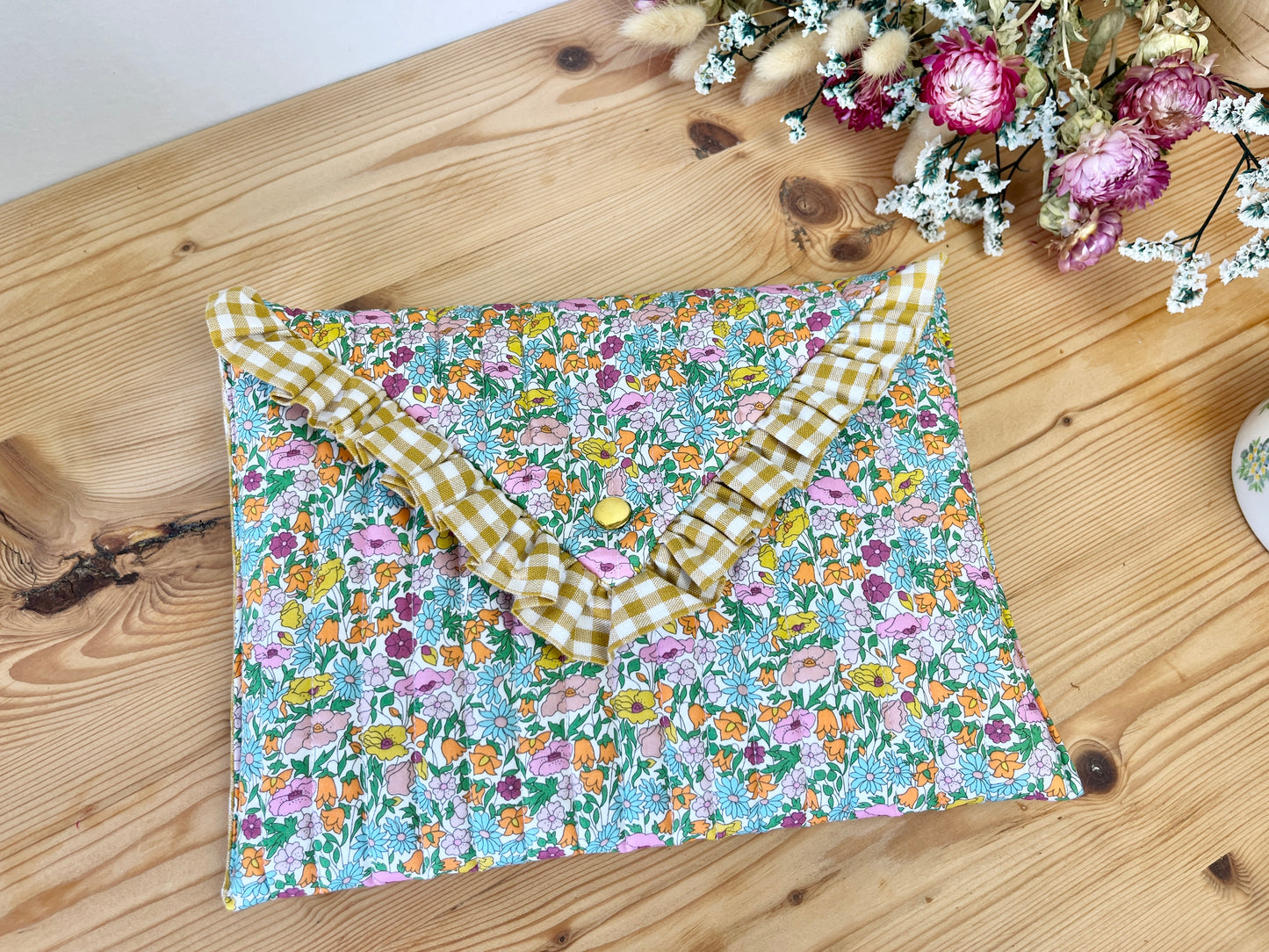 Liberty Poppy rainbow quilted pouch