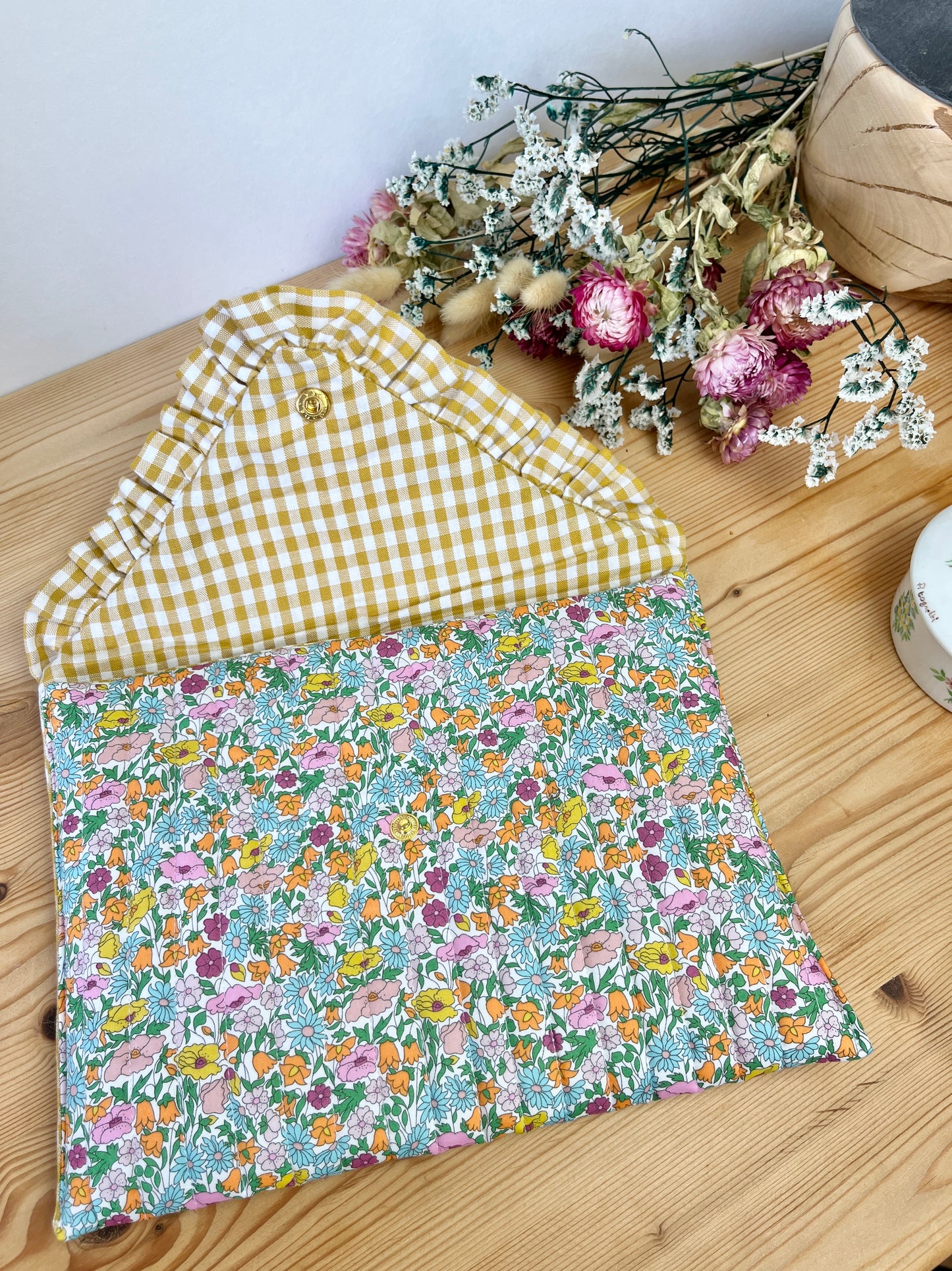 Liberty Poppy rainbow quilted pouch