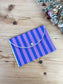 The blue and purple striped Liberty print wallet