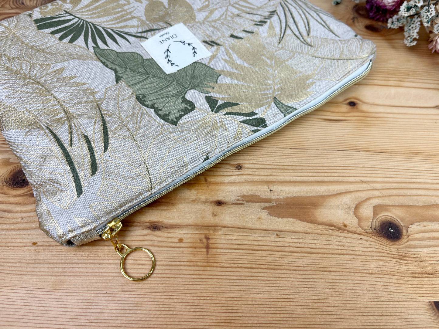 Babette the flat coated clutch with gold foliage